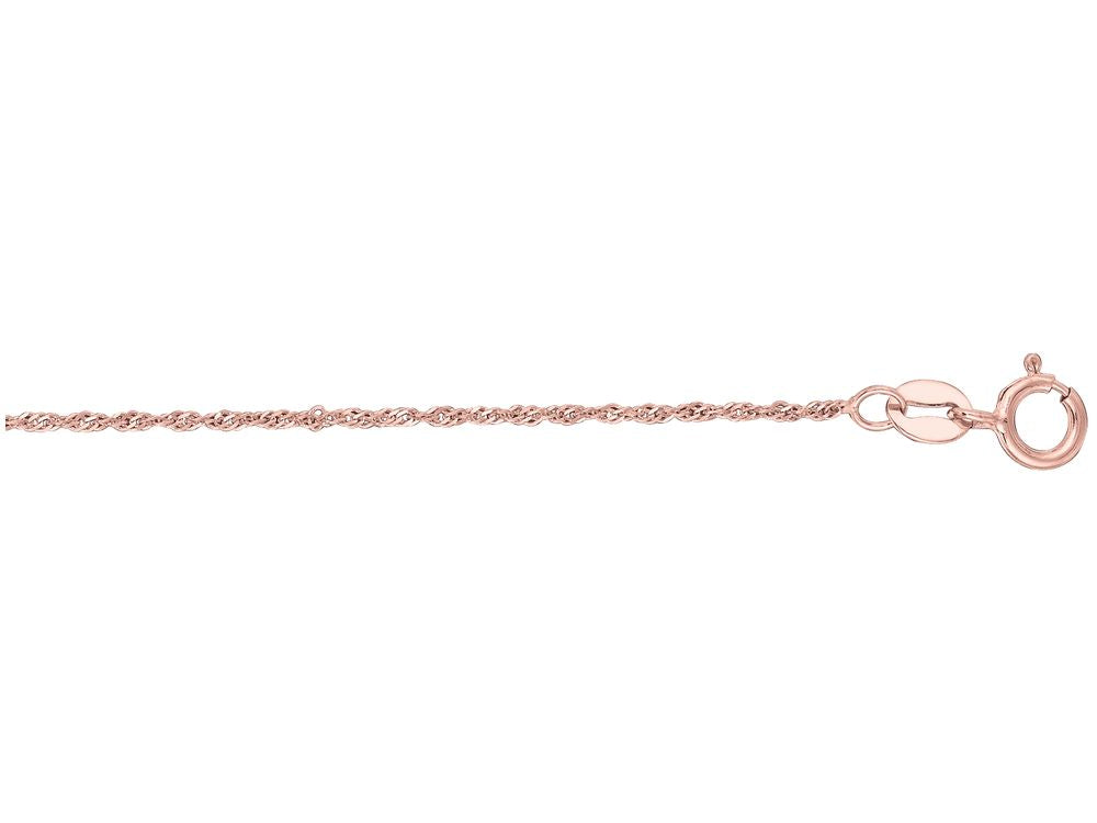 Finejewelers 14 Kt Rose Gold 14k 18 Inch 1.0mm Bright Cut Singapore Chain With Spring Ring Clasp