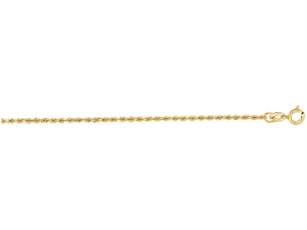 Finejewelers 14 Kt Yellow Gold 18 Inch 1.25mm Shiny Solid Bright Cut Royal Rope Chain Spring Ring Clasp