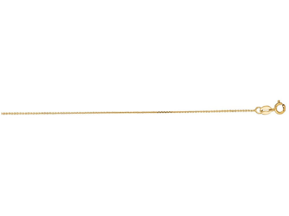 Finejewelers 14 Kt Yellow Gold 18 Inch 0.9mm Bright Cut Spring Ring Classic Cable Chain Spring Ring Clasp