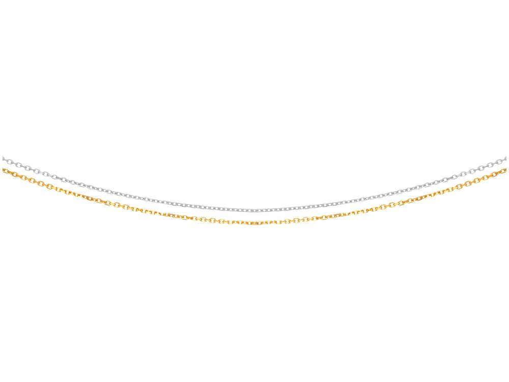 Finejewelers 14 Kt Yellow Gold 18 Inch Yellow Gold+ White Gold Double Strand Bright Cutable Chain Lob St