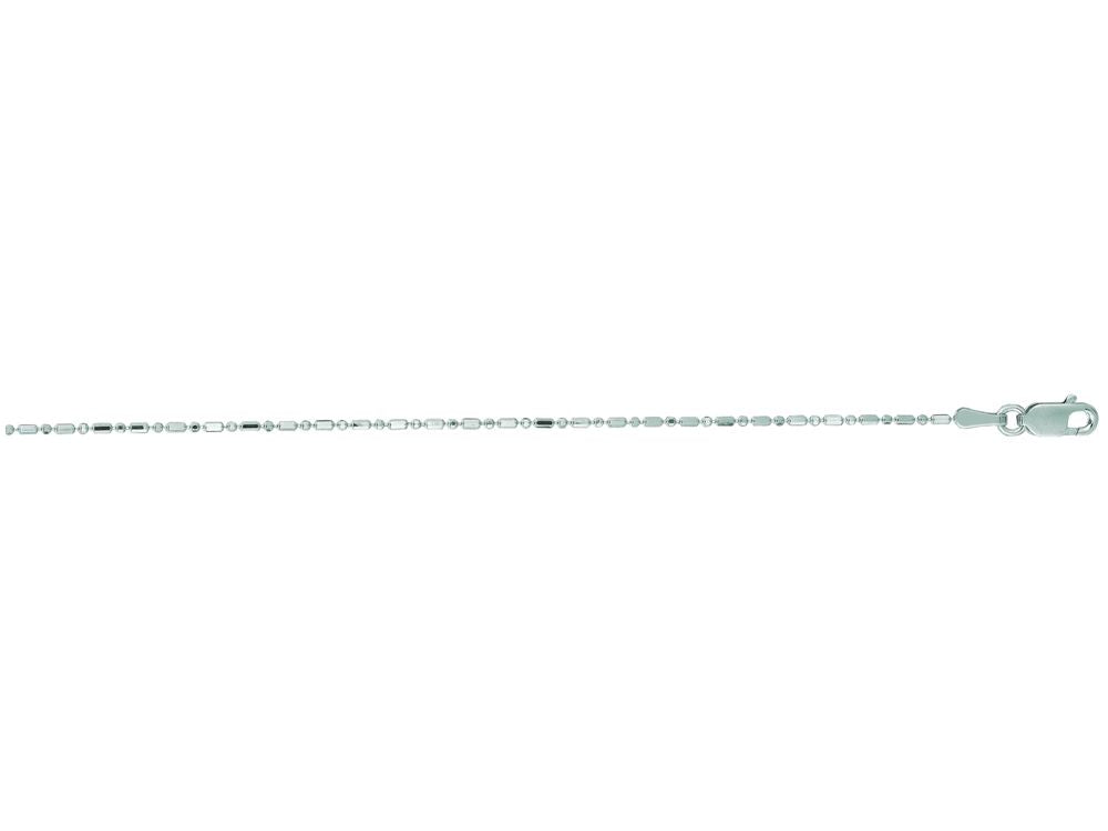 Finejewelers 14 Kt White Gold 18 Inch 1.0mm Alternate Round+ Long Rectangular Shaped Bead Chain Lobster