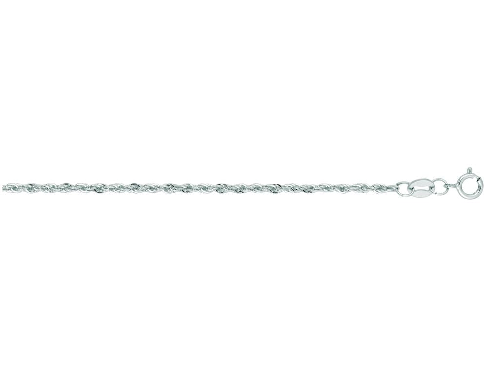 Finejewelers 14 Kt White Gold 18 Inch 1.5mm Bright Cut Lite Semi-solid Rope Chain With Lobster Clasp