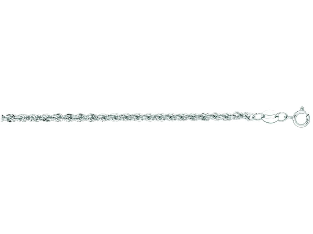 Finejewelers 14 Kt White Gold 18 Inch 2.0mm Bright Cut Lite Semi-solid Rope Chain With Lobster Clasp