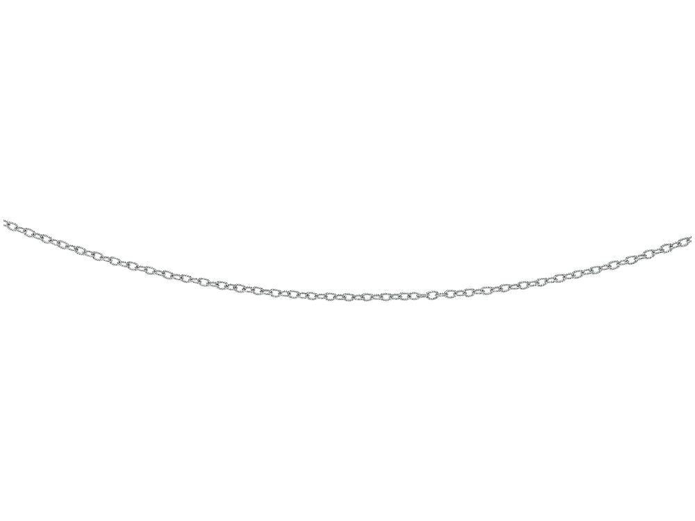 Finejewelers 14 Kt White Gold 18 Inch 2.5mm Bright Cut Oval Texturedd Link Chain With Lobster Clasp