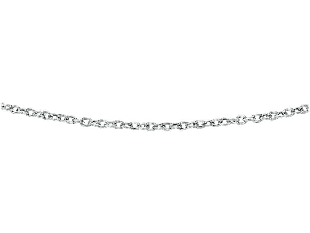 Finejewelers 14 Kt White Gold 18 Inch 3.5mm Bright Cut Oval Texturedd Link Chain With Lobster Clasp