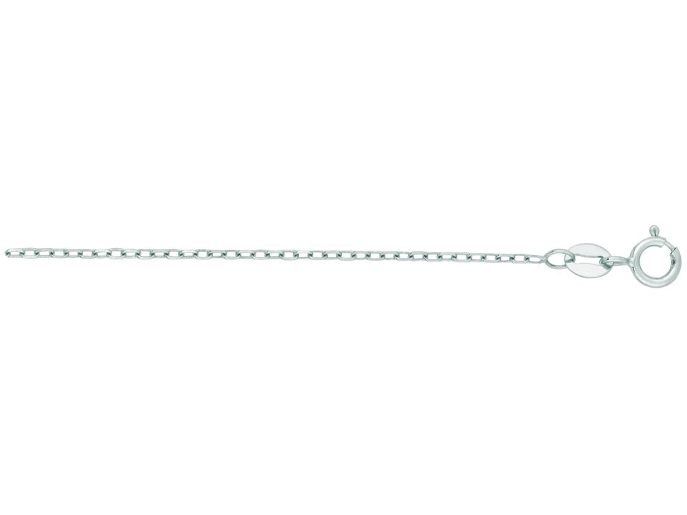 Finejewelers 14 Kt White Gold 18 Inch 1.3mm Bright Cut Faceted Cable Link Chain With Spring Ring Clasp