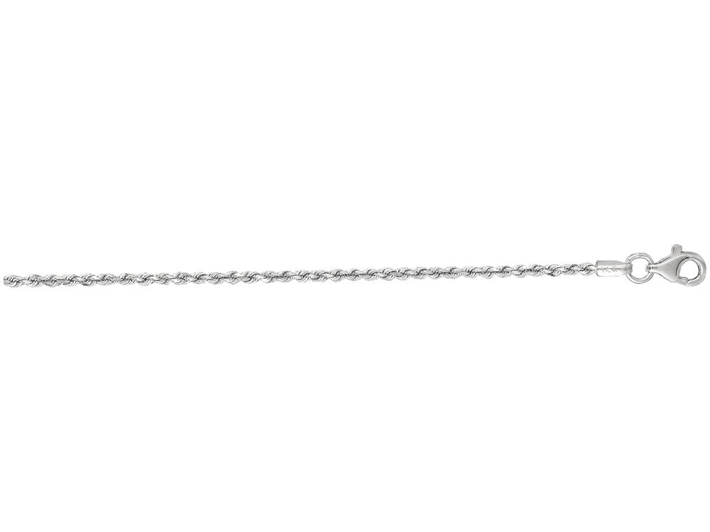 Finejewelers 14 Kt White Gold 16 Inch 1.5mm Shiny Solid Bright Cut Royal Rope Chain With Lobster Clasp