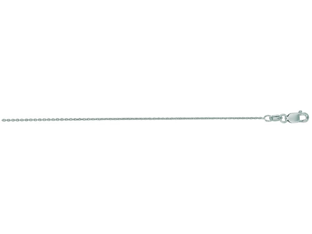 Finejewelers 14 Kt White Gold 18 Inch 0.7mm Bright Cut Round Cable Link Chain With Lobster Clasp