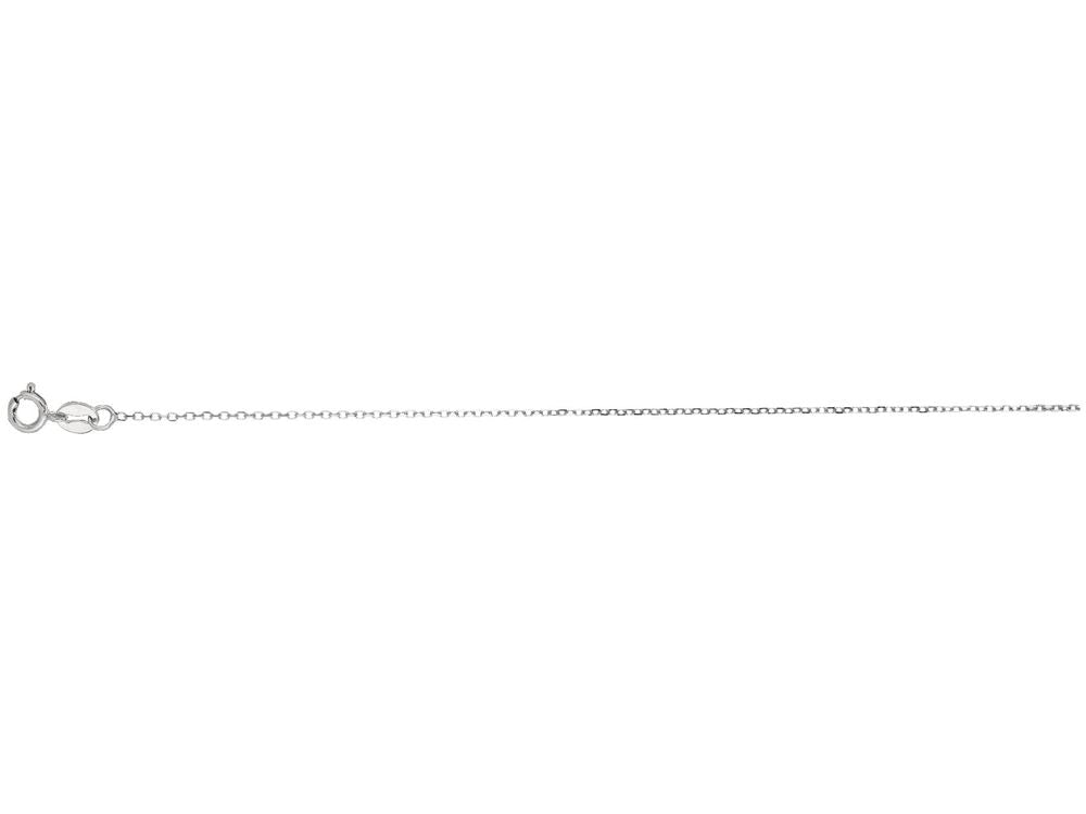 Finejewelers 14 Kt White Gold 18 Inch 0.9mm Bright Cut Spring Ring Classic Cable Chain Spring Ring Clasp