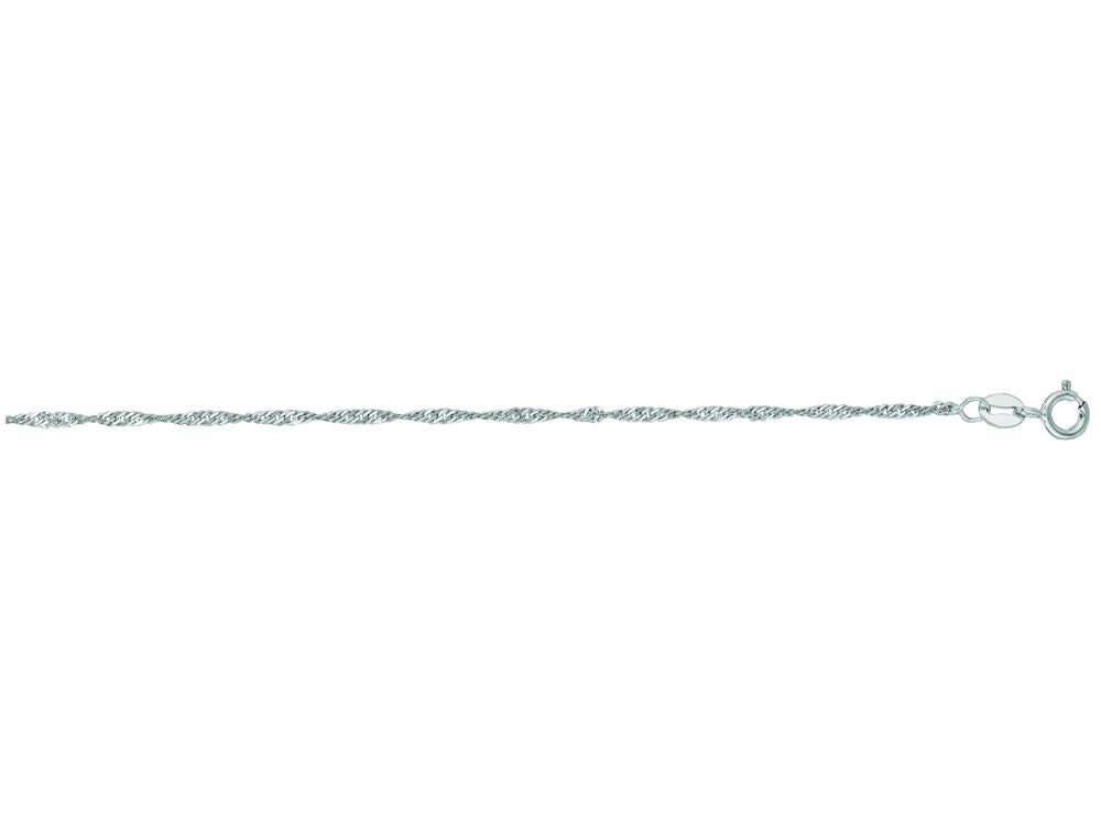 Finejewelers 14 Kt White Gold 16 Inch 1.5mm Bright Cut Singapore Chain With Spring Ring Clasp