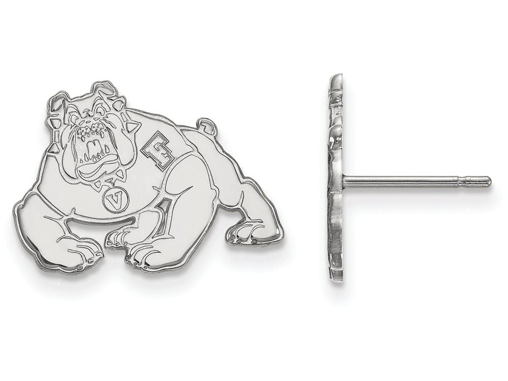 14k White Gold Logoart California State University Fresno Small Post Earrings