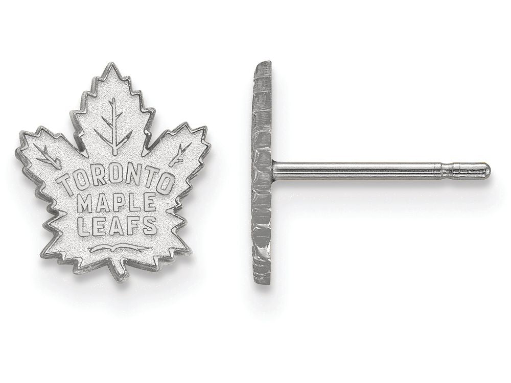 14k White Gold Nhl Logoart Toronto Maple Leafs Extra Small Post Earrings