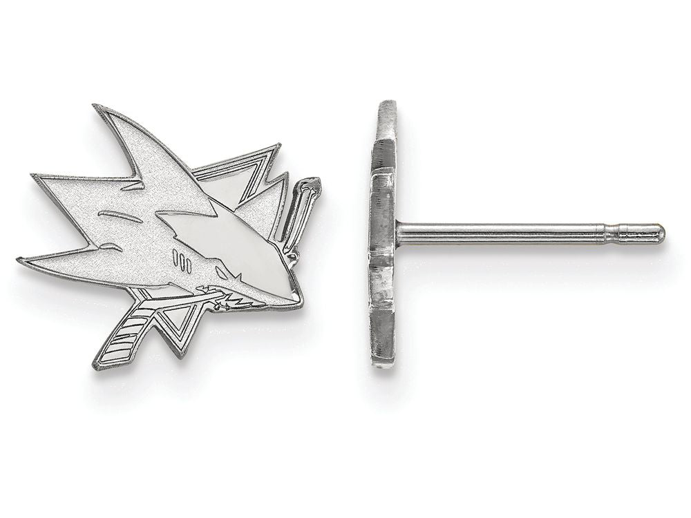 14k White Gold Nhl Logoart San Jose Sharks Extra Small Post Earrings