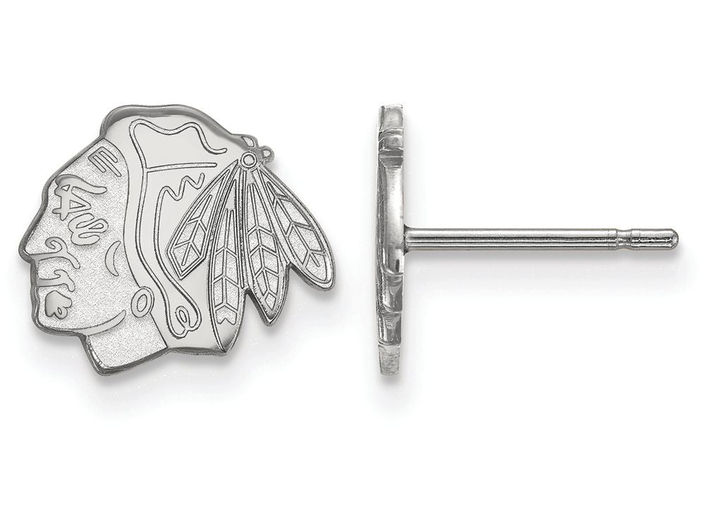 14k White Gold Nhl Logoart Chicago Blackhawks Extra Small Post Earrings