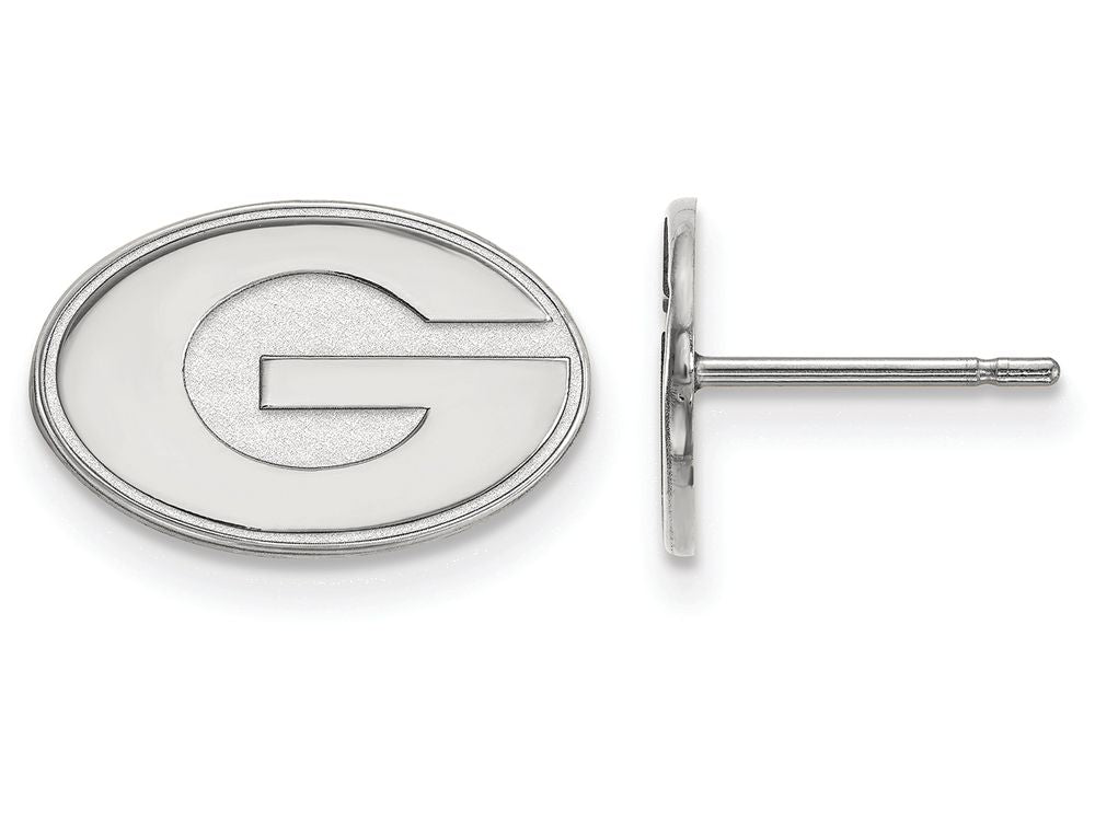 14k White Gold Logoart University Of Georgia Extra Small Post Earrings