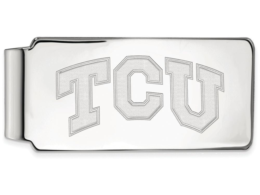 14k White Gold Logoart Texas Christian University Money Clip