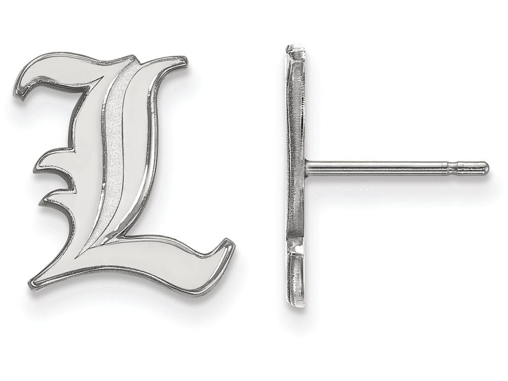 14k White Gold Logoart University Of Louisville Small Post Earrings