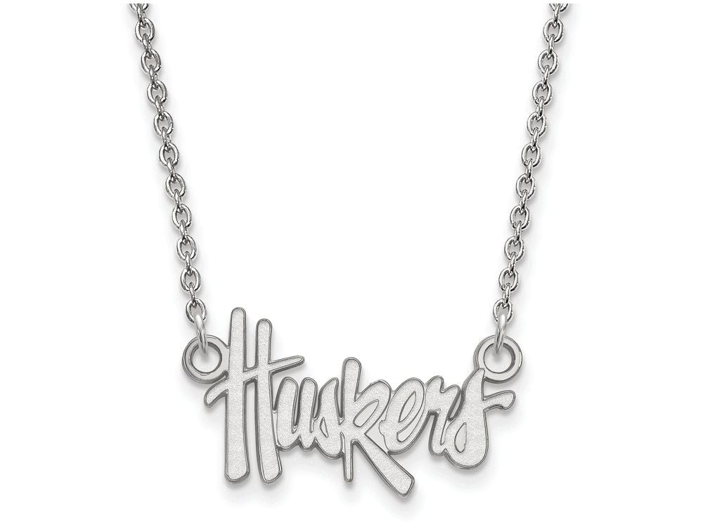 14k White Gold Logoart University Of Nebraska Small Pendant Necklace