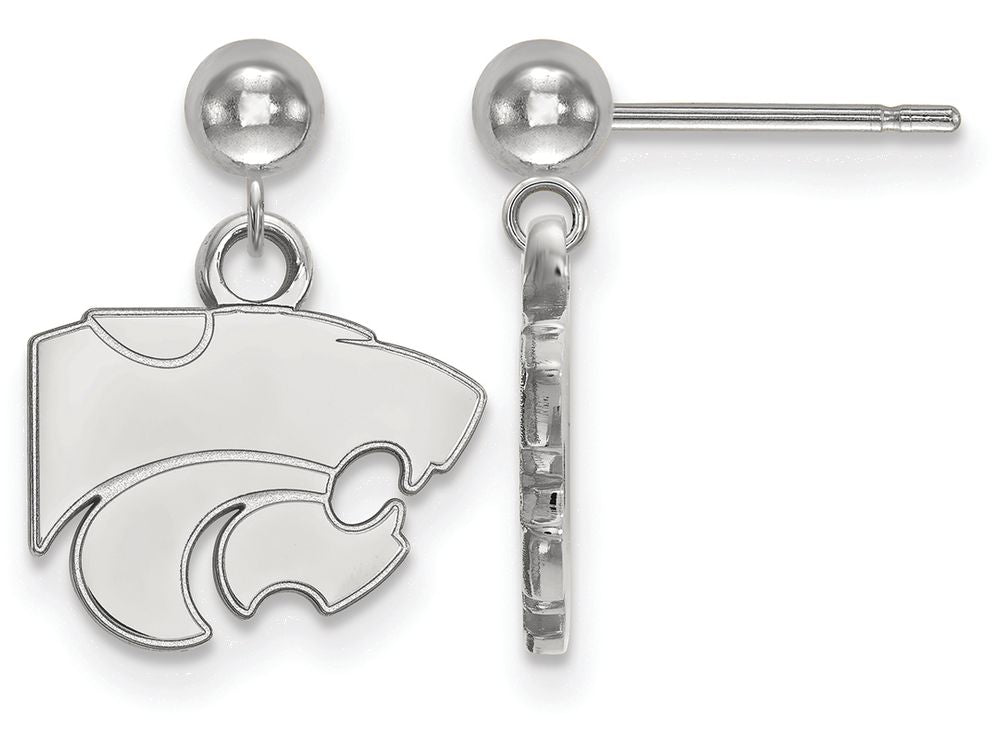 14k White Gold Logoart Kansas State University Earrings Dangle Ball