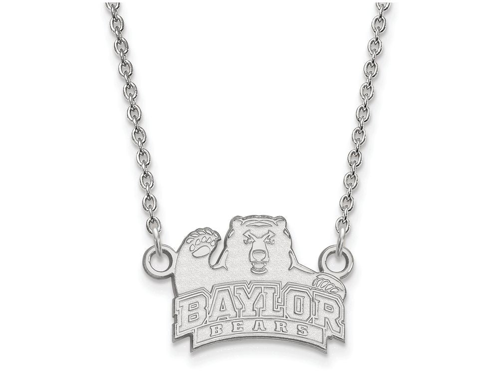 14k White Gold Logoart Baylor University Small Pendant Necklace