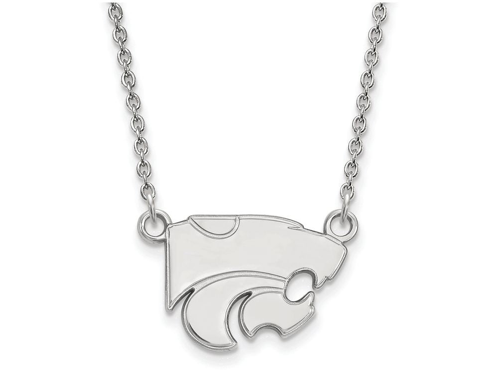 14k White Gold Logoart Kansas State University Small Pendant Necklace