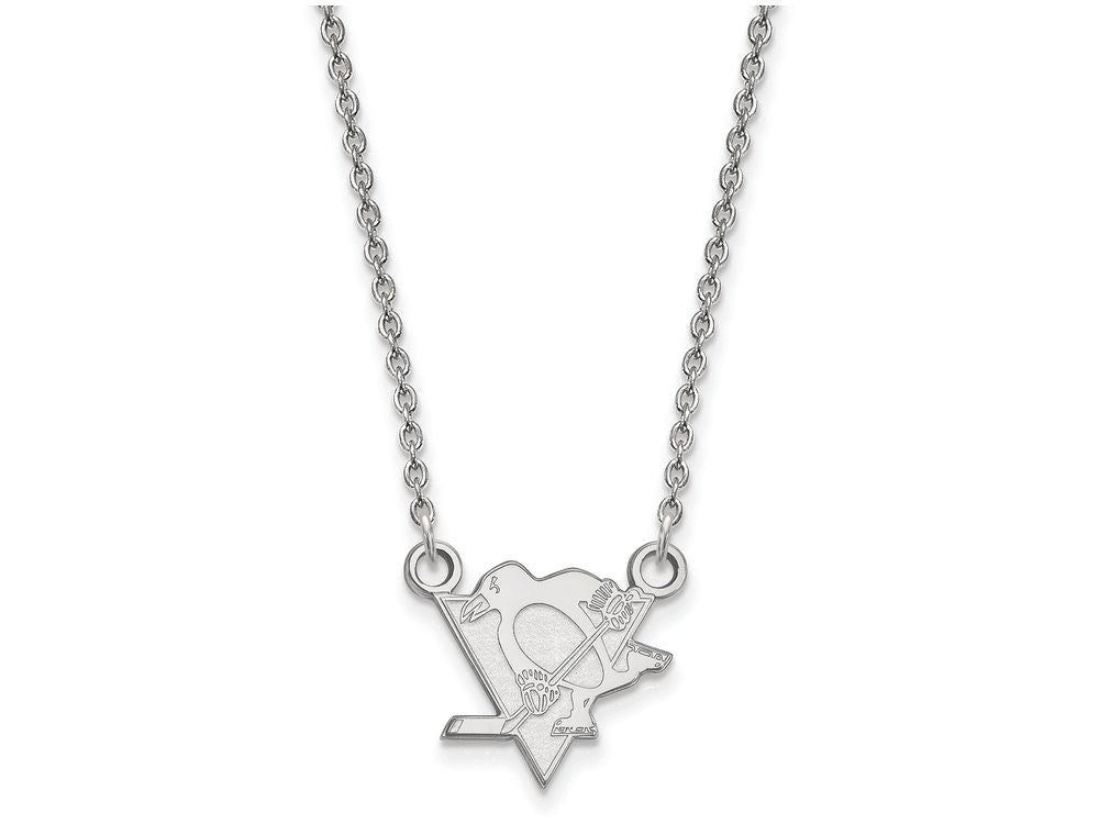 14k White Gold Nhl Logoart Pittsburgh Penguins Small Pendant Necklace