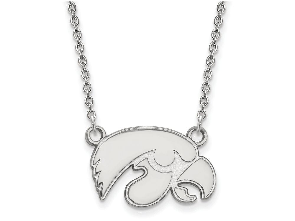14k White Gold Logoart University Of Iowa Small Pendant Necklace