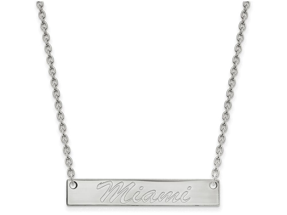 Logoart 14k White Gold Miami University Bar Necklace