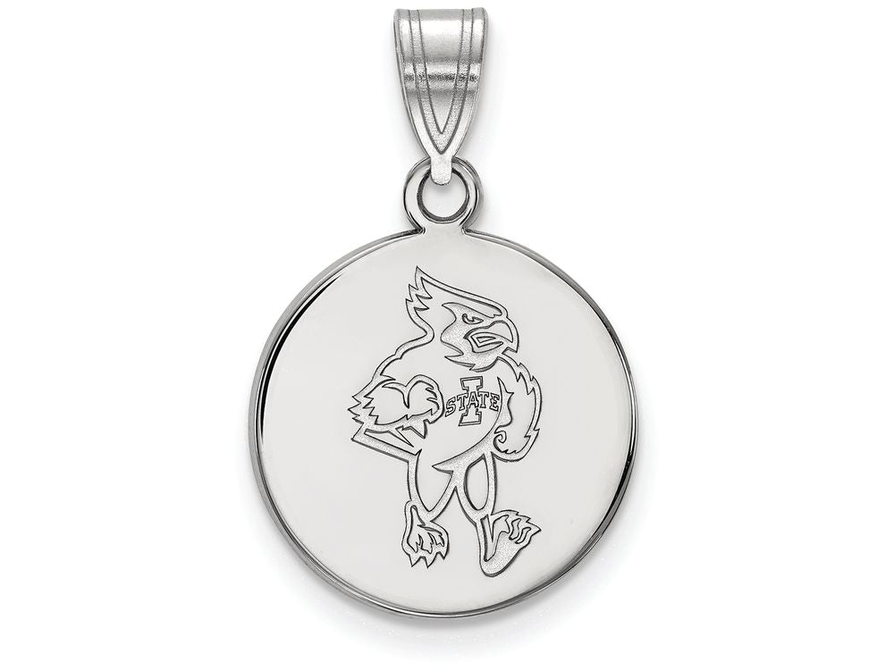 14k White Gold Logoart Iowa State University Medium Disc Pendant