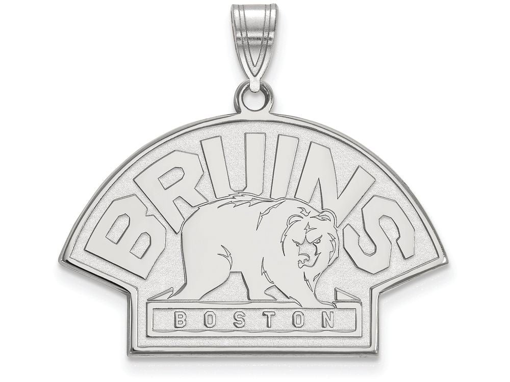 14k White Gold Nhl Logoart Boston Bruins Large Pendant