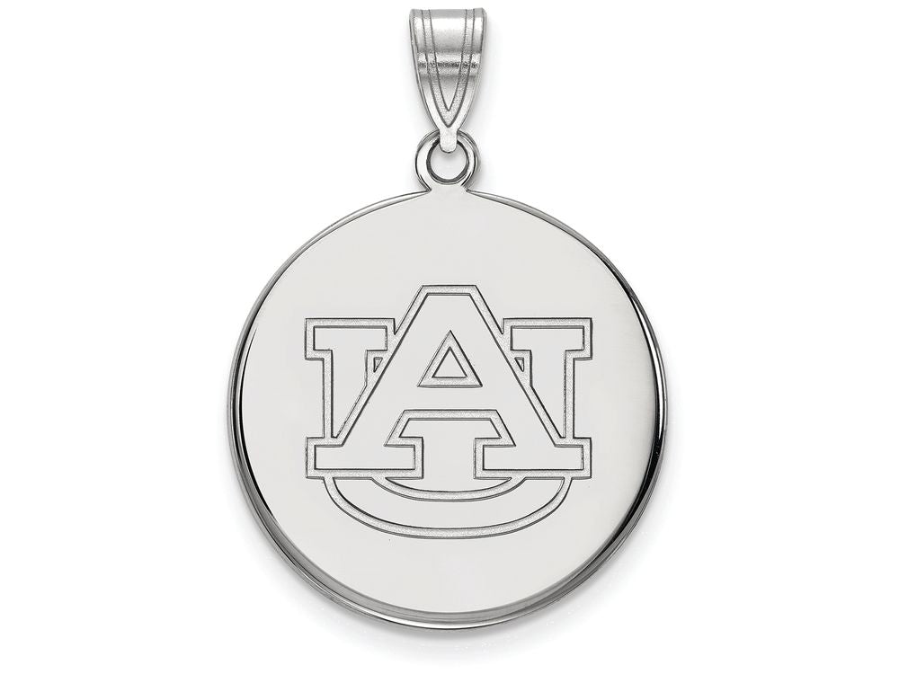 14k White Gold Logoart Auburn University Large Disc Pendant