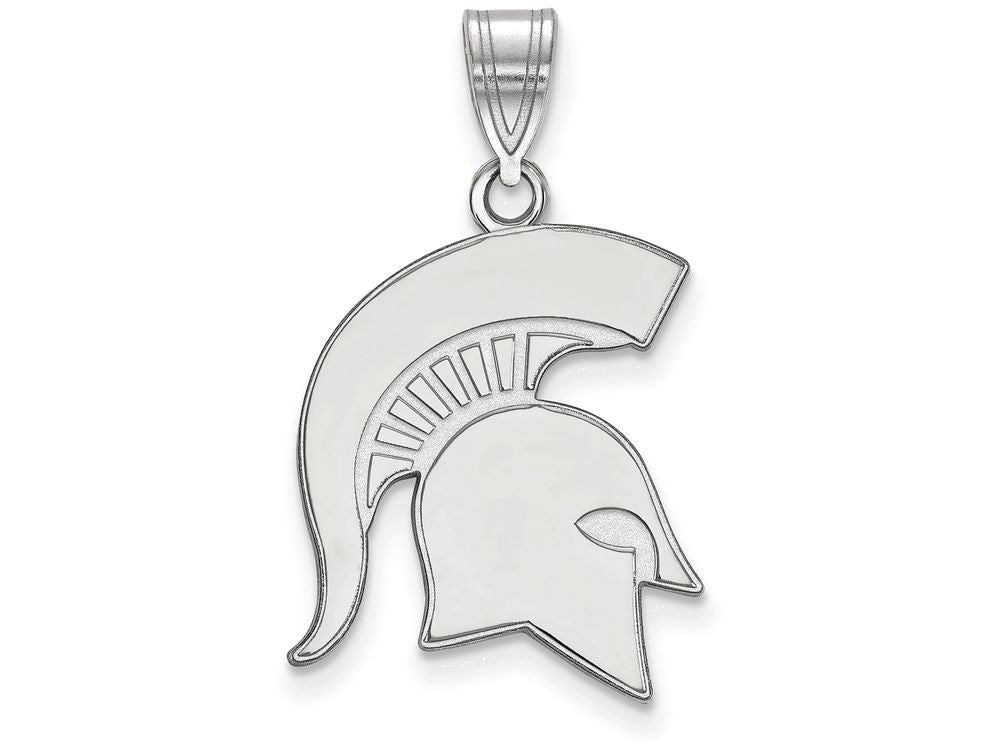 14k White Gold Logoart Michigan State University Large Pendant