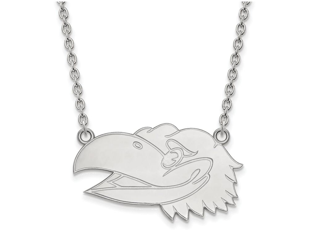 14k White Gold Logoart University Of Kansas Large Pendant Necklace