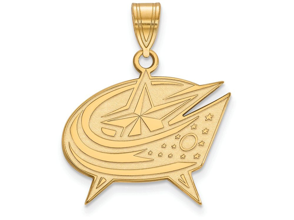 14k Yellow Gold Nhl Logoart Columbus Blue Jackets Large Pendant