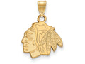 14k Yellow Gold Nhl Logoart Chicago Blackhawks Small Pendant