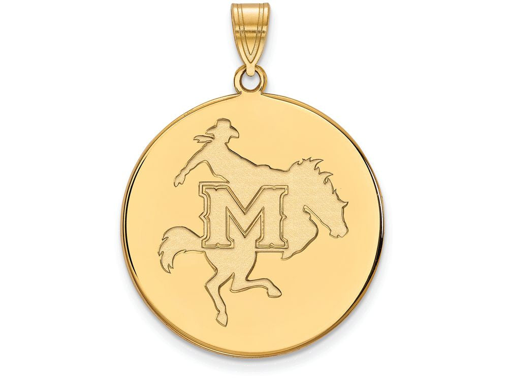 14k Yellow Gold Logoart Mcneese State University Extra Large  Disc Pendant