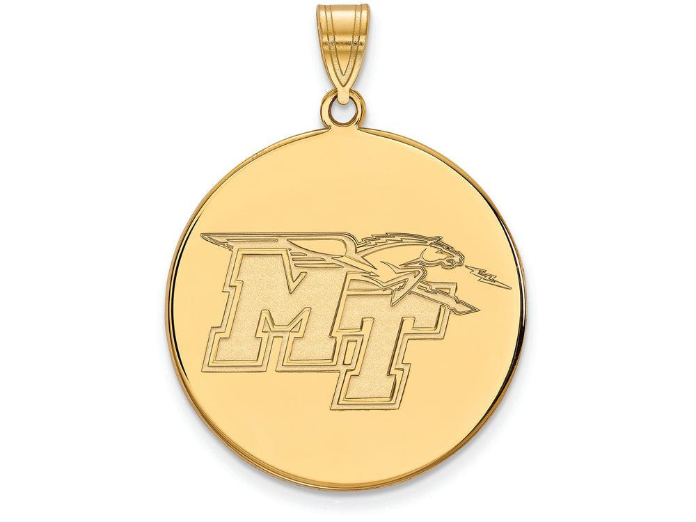 14k Yellow Gold Logoart Middle Tennessee State University Extra Large  Disc Pendant