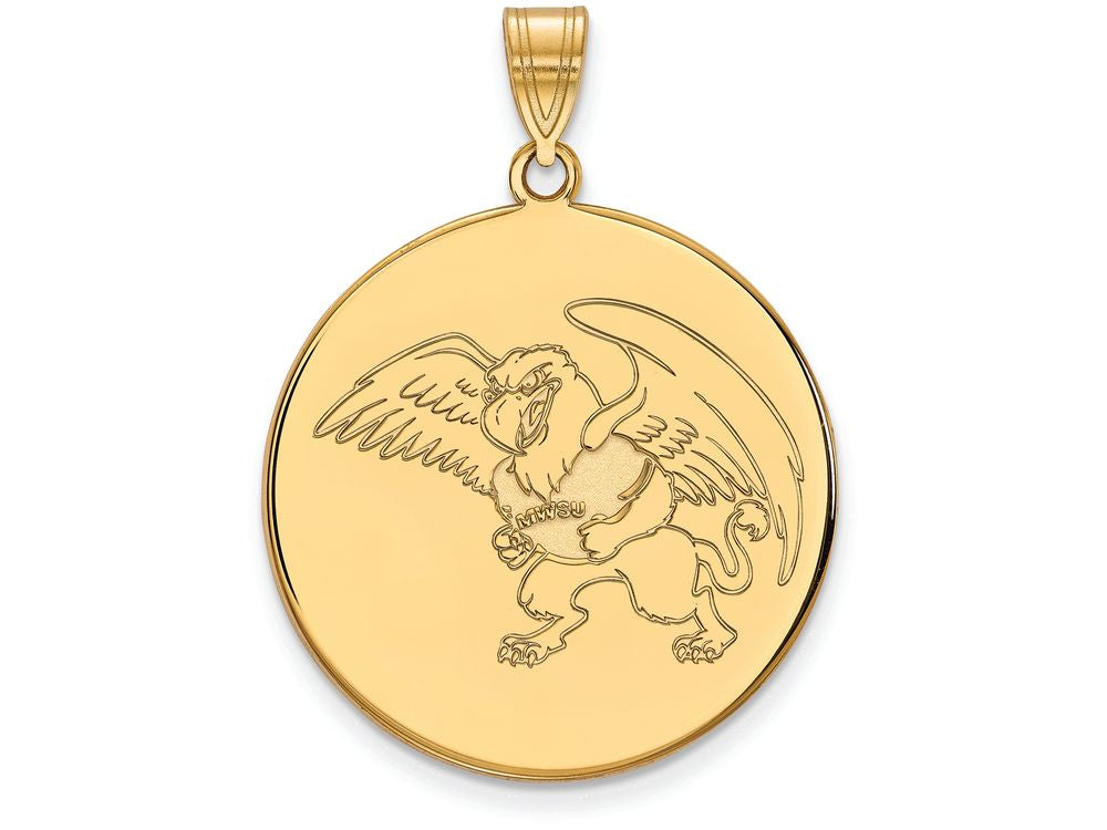 14k Yellow Gold Logoart Missouri Western State University Extra Large  Disc Pendant
