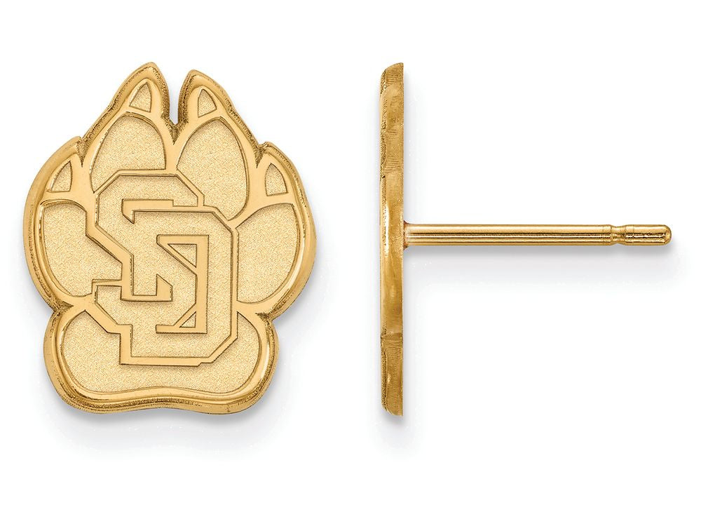 14k Yellow Gold Logoart University Of South Dakota Small Post Earrings