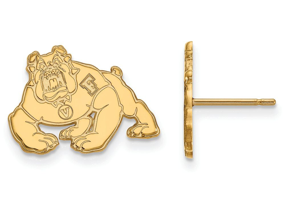 14k Yellow Gold Logoart California State University Fresno Small Post Earrings