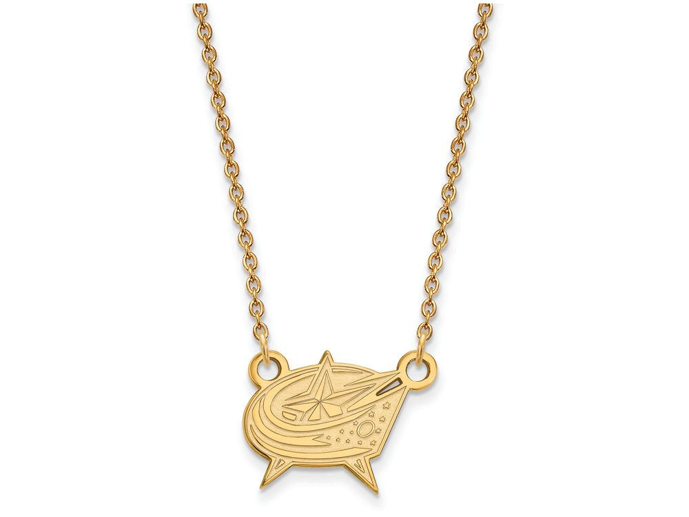 14k Yellow Gold Nhl Logoart Columbus Blue Jackets Small Pendant Necklace