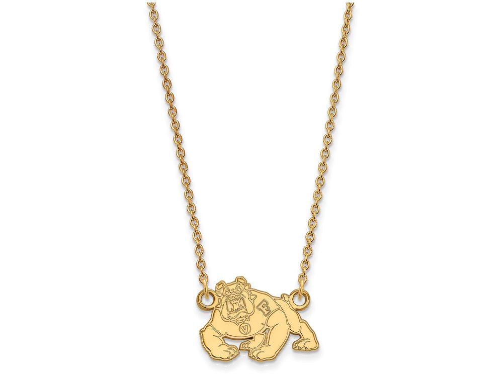 14k Yellow Gold Logoart California State University Fresno Small Pendant Necklace