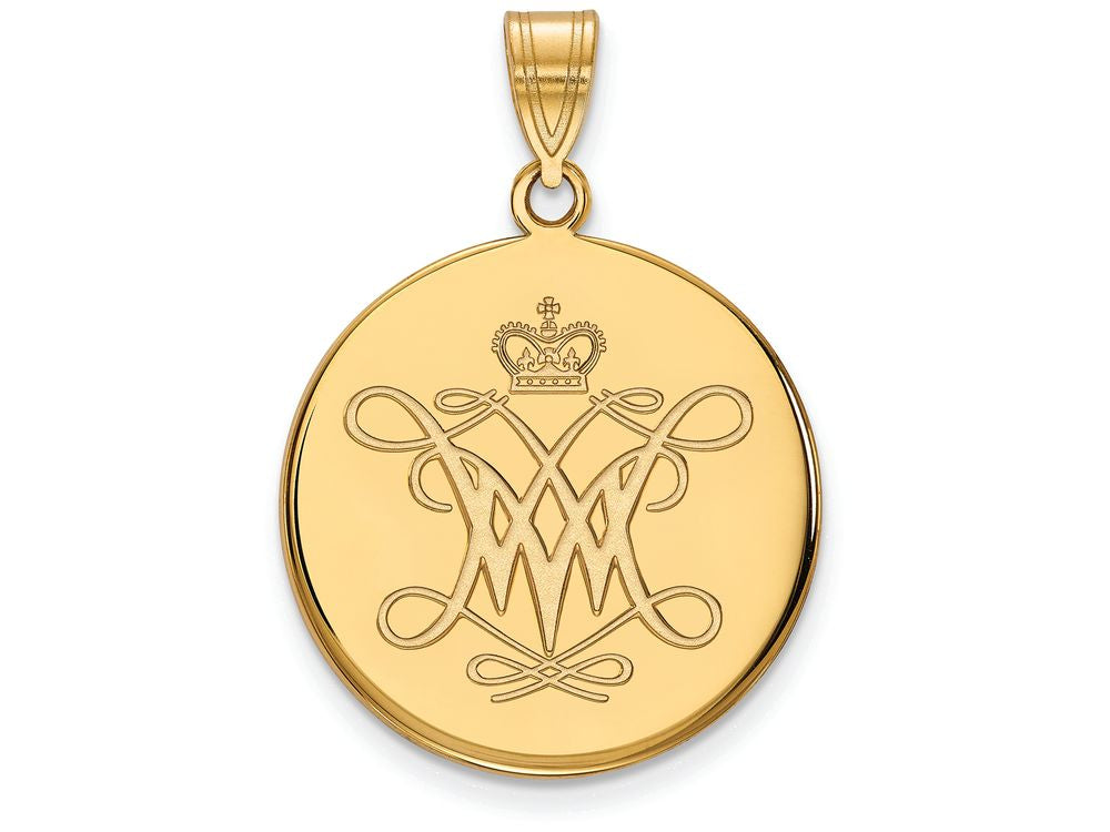 14k Yellow Gold Logoart William And Mary Large Disc Pendant