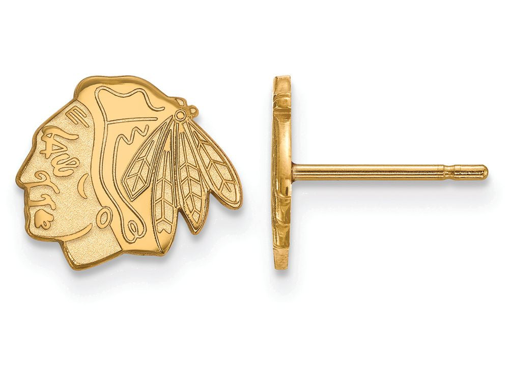 14k Yellow Gold Nhl Logoart Chicago Blackhawks Extra Small Post Earrings