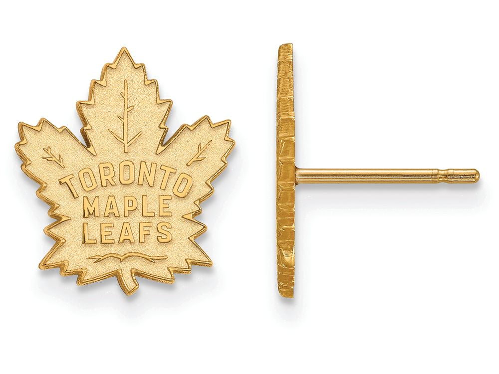 14k Yellow Gold Nhl Logoart Toronto Maple Leafs Small Post Earrings