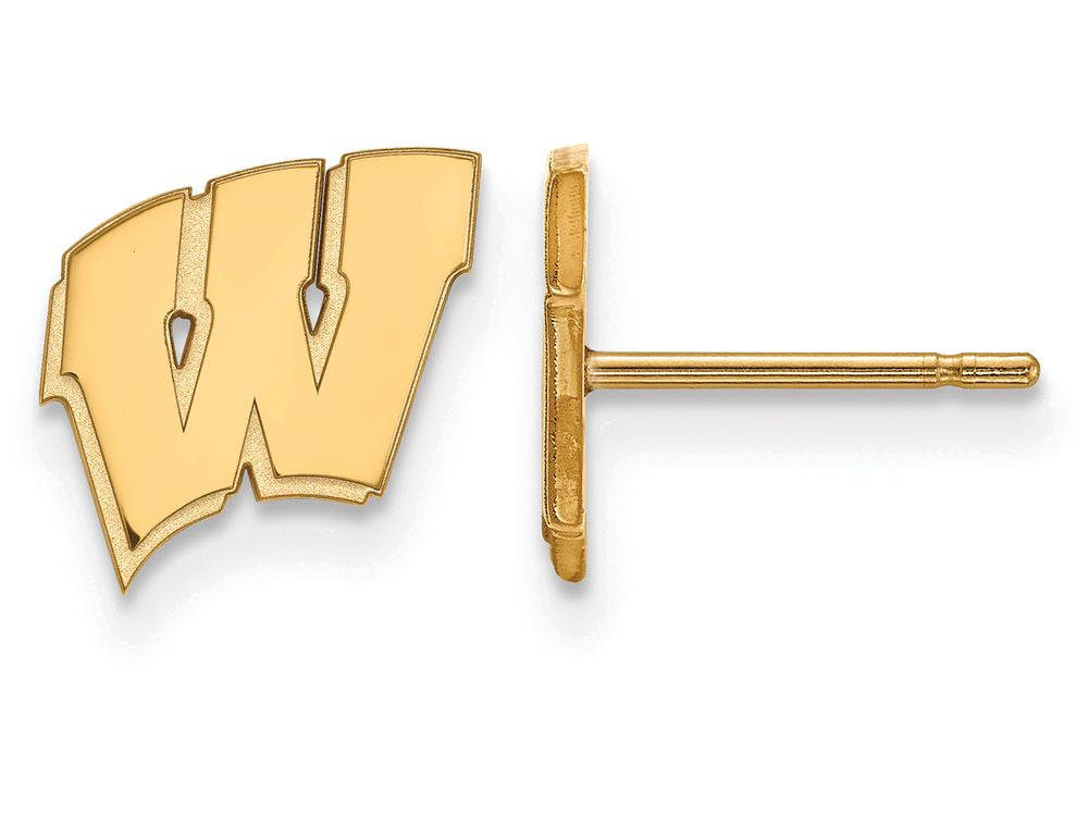 14k Yellow Gold Logoart University Of Wisconsin Extra Small Post Earrings