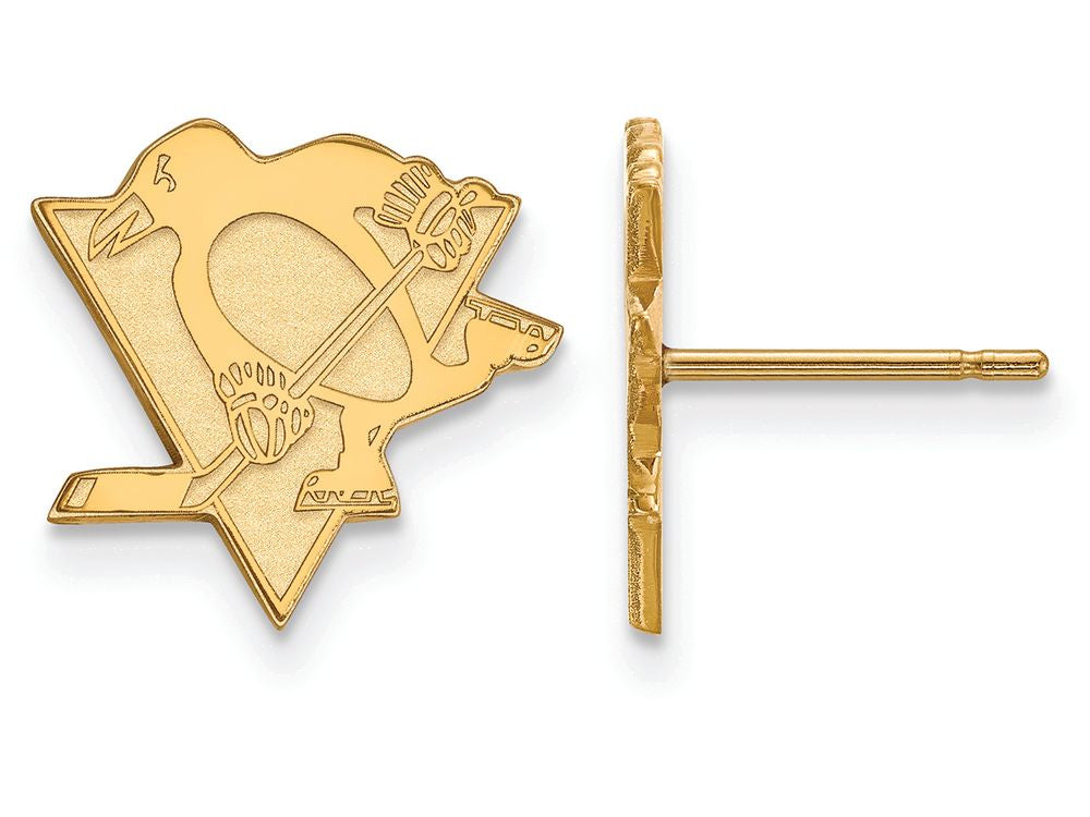 14k Yellow Gold Nhl Logoart Pittsburgh Penguins Small Post Earrings