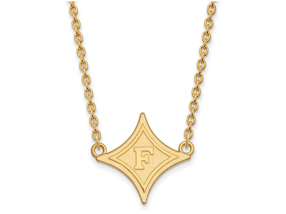 14k Yellow Gold Logoart Furman University Large Pendant Necklace