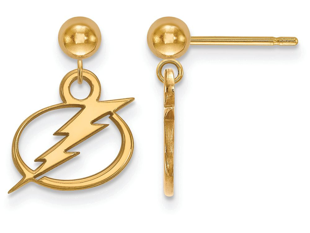 14k Yellow Gold Nhl Logoart Tampa Bay Lightning Earrings Dangle Ball