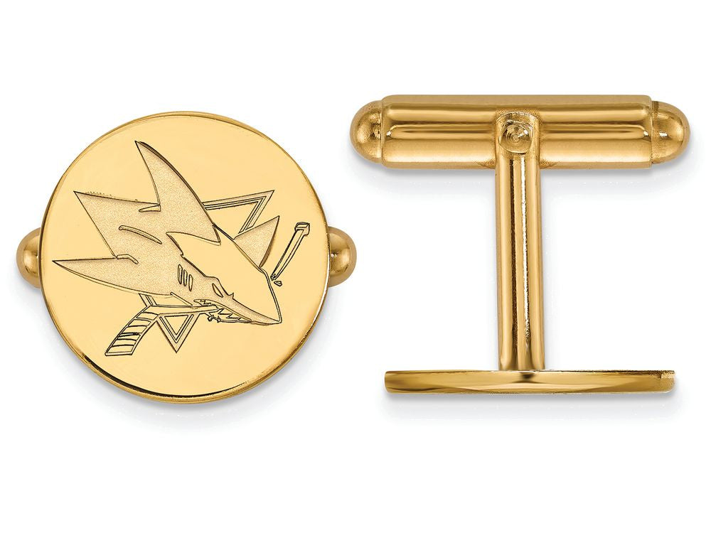 14k Yellow Gold Nhl Logoart San Jose Sharks Cuff Links